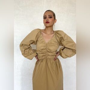 Jacqui E Tan Long Sleeve Dress